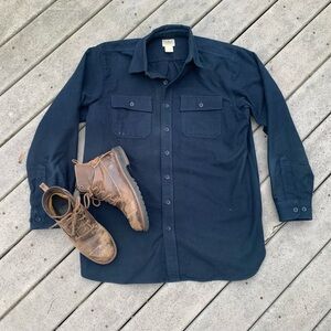 L.L. Bean Navy Blue Button-Down Casual Shirt